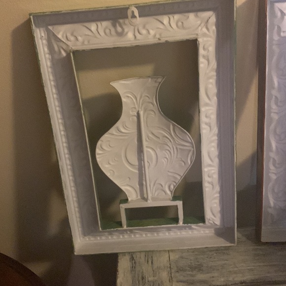 Set of 3 metal wall art green and red vases - Picture 5 of 5